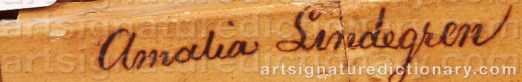 Authentic signature by Amalia LINDEGREN on  artwork