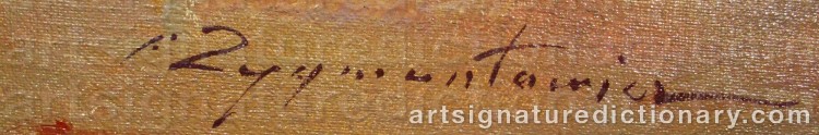 Authentic signature by Czeslaw WASILEWSKI on artwork
