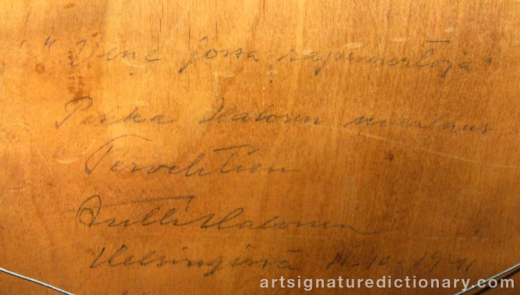 Close-up details showing Pekka HALONEN signature forgery characteristics