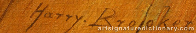 Authentic signature by Harry BROOKER on  artwork