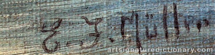 Authentic signature by Eduard Josef MÜLLER on Painting/Watercolour artwork