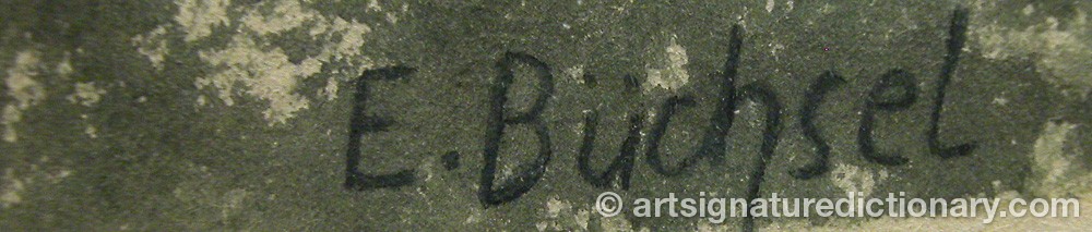 Authentic signature by Elisabeth BÜCHSEL on  artwork