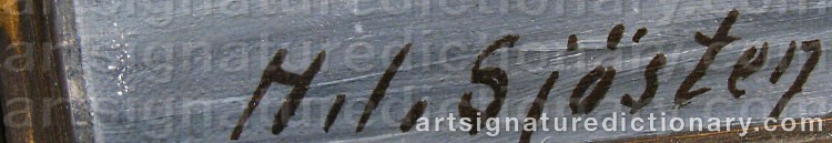 Authentic signature by H. I. SJÖSTEN on  artwork