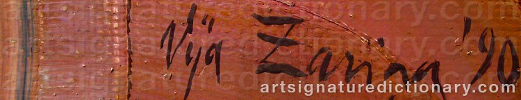 Authentic signature by Vija ZARINA on  artwork