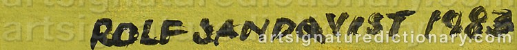Authentic signature by Rolf SANDQVIST on  artwork