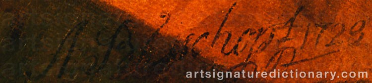 Authentic signature by Abraham BISSCHOP on  artwork