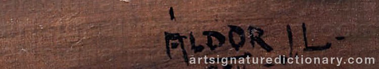 Authentic signature by János Lászlo ALDOR on artwork