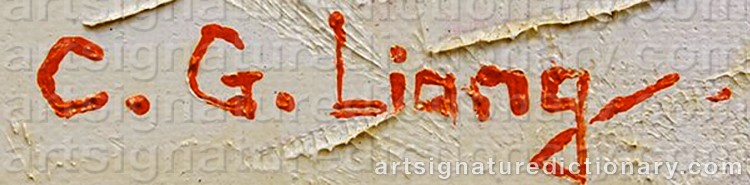 Authentic signature by Calvin LIANG on Painting/Watercolour artwork