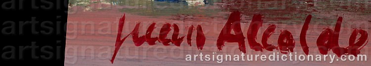 Authentic signature by Juan ALCALDE ALONSO on  artwork