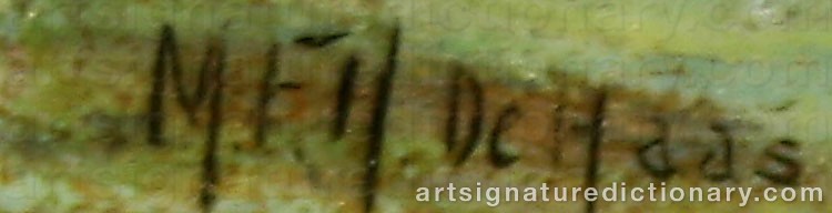 Authentic signature by Mauritz Frederick Hendrick De HAAS on  artwork