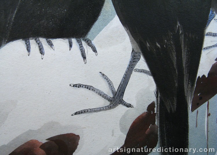 Close-up details showing Bruno LILJEFORS signature forgery characteristics