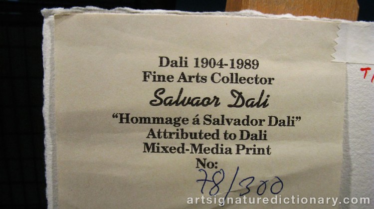 Close-up details showing Salvador DALI signature forgery characteristics