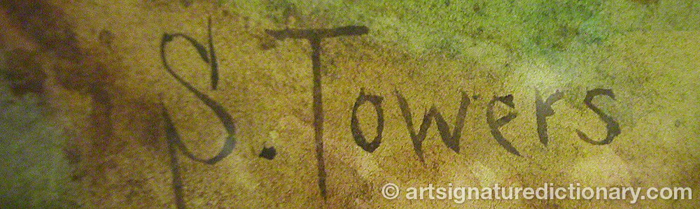 Authentic signature by Samuel TOWERS on  artwork