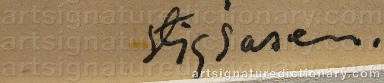 Authentic signature by Stig SASEN on artwork
