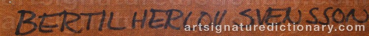 Authentic signature by Bertil Herlov SVENSSON on artwork