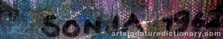 Authentic signature by Sonja THURBORG on  artwork