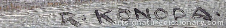 Authentic signature by Rudolf KONOPA on  artwork