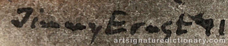 Authentic signature by Jimmy ERNST on Painting/Watercolour artwork