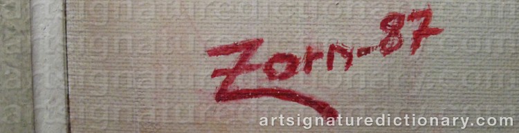 Forged signature of Anders ZORN