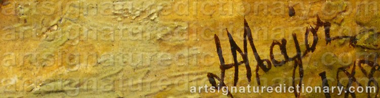 Authentic signature by Henry Archibald MAJOR on  artwork