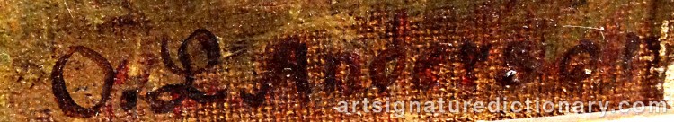 Authentic signature by Oskar Leonhard ANDERSON on Painting/Watercolour artwork