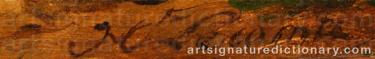 Authentic signature by Hippolyte LECOMTE on  artwork