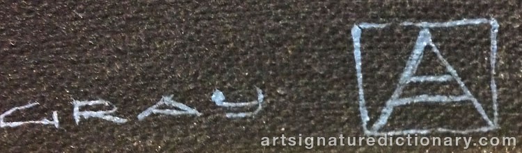 Authentic signature by Anthony John GRAY on  artwork