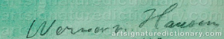 Authentic signature by Werner Von HAUSEN on  artwork