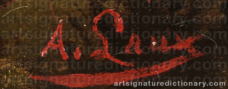Authentic signature by August LAUX on Painting/Watercolour artwork