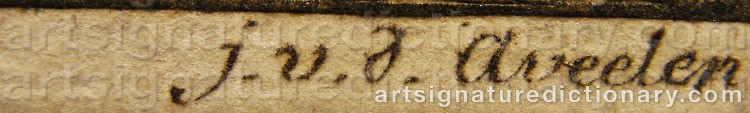 Authentic signature by Johannes Van Den AVEELEN on  artwork