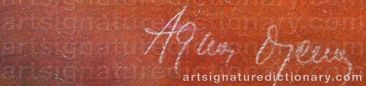 Authentic signature by Agnes DENES on  artwork