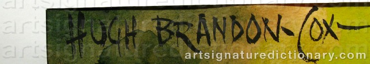 Authentic signature by Hugh BRANDON-COX on  artwork
