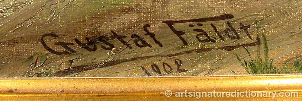 Authentic signature by Gustaf FÄLDT on artwork