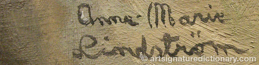 Authentic signature by Ann-Marie CEDERQUIST on  artwork