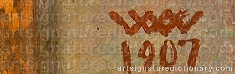 Authentic signature by Wilhelm WETLESEN on  artwork
