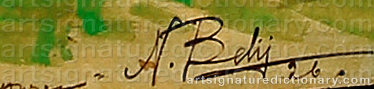 Authentic signature by Nikolai BELIJ on  artwork