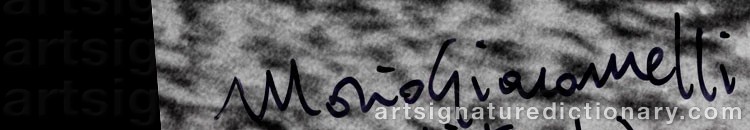 Authentic signature by Mario GIACOMELLI on  artwork
