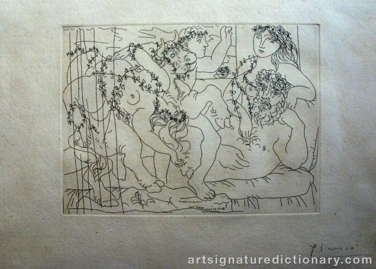 Close-up details showing Pablo PICASSO signature forgery characteristics