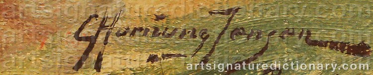 Authentic signature by Carl HORNUNG-JENSEN on Painting/Watercolour artwork