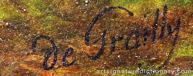 Authentic signature by Victor De GRAILLY on Painting/Watercolour artwork