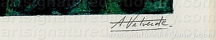 Authentic signature by Alberto VALVERDE TRAVIESO on  artwork