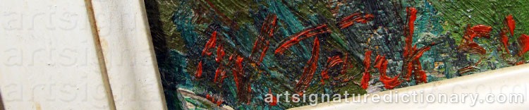 Authentic signature by Woldemar TANK on artwork
