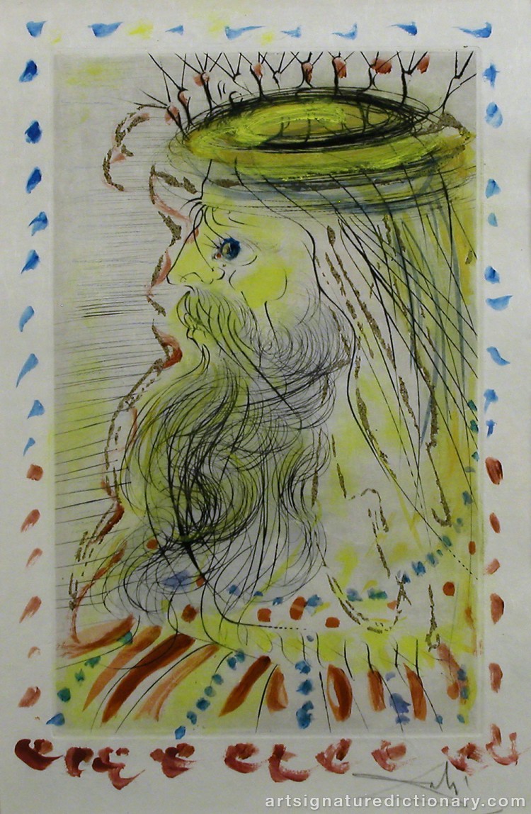 Close-up details showing Salvador DALI signature forgery characteristics