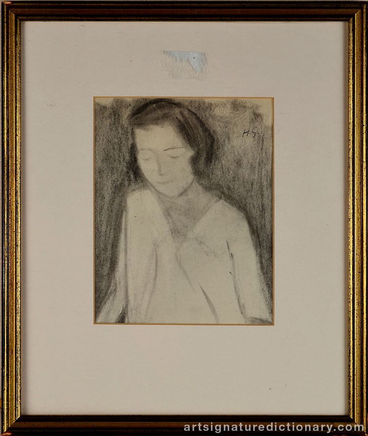 Close-up details showing Helene SCHJERFBECK signature forgery characteristics