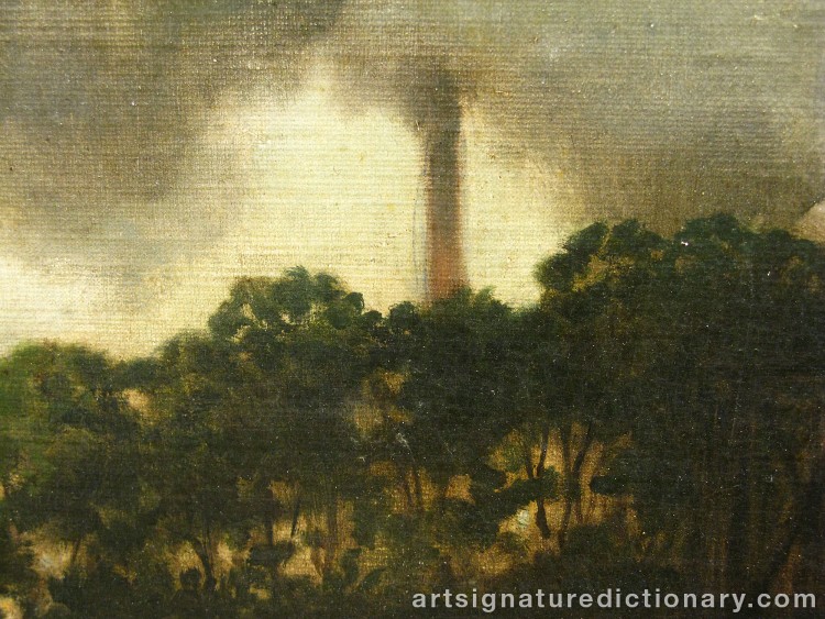 Close-up details showing Constantin Emile MEUNIER signature forgery characteristics