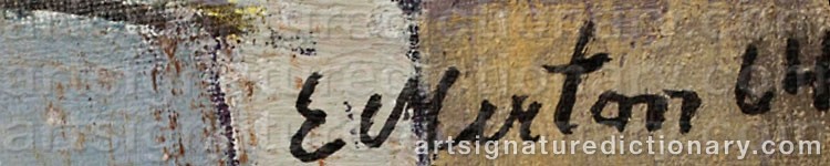 Authentic signature by Erling MERTON on  artwork