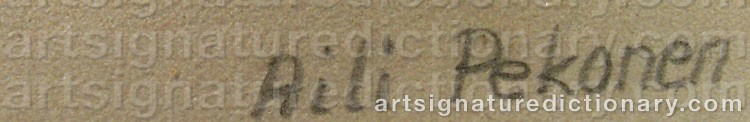 Authentic signature by Aili PEKONEN on  artwork