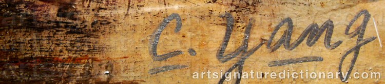 Authentic signature by Chihung YANG on  artwork