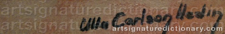 Authentic signature by Ulla CARLSON-HEDIN on  artwork