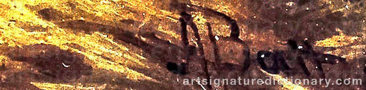 Authentic signature by Arthur BATT on  artwork